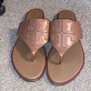 Brown Logo Tory Burch Sandals